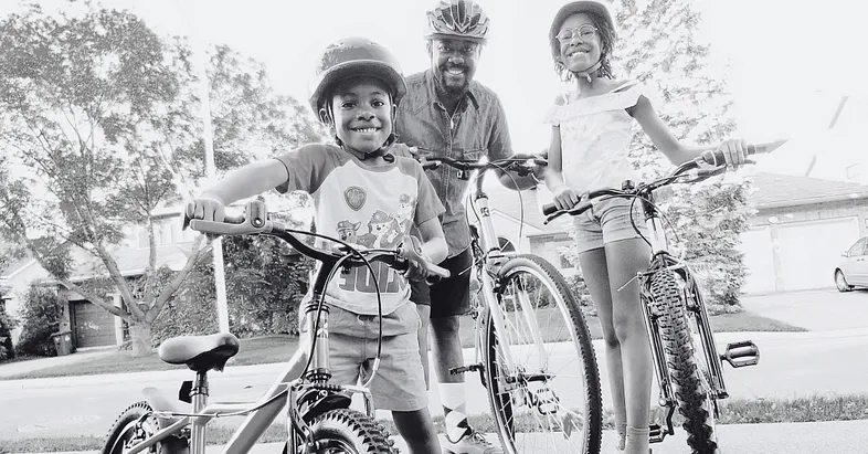 Biking with my kids, enjoying a day outdoors in the city