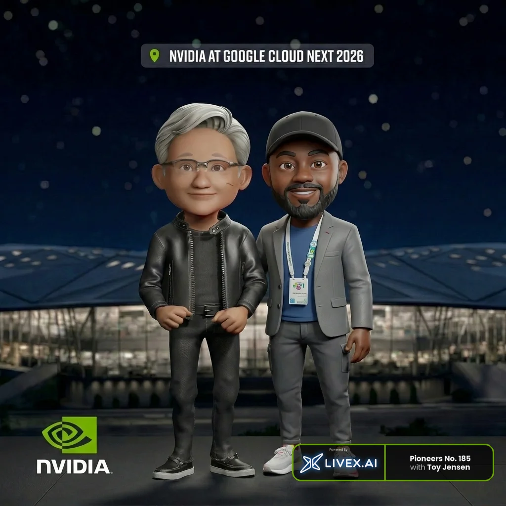 AI-generated image of my avatar with Jensen Huang's avatar